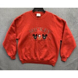 Vintage Genus Mickey Mouse Embroidered Sweater Red Size XL Crewneck Long Sleeve